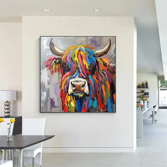 Rainbow Spirit Highland Cow Painting