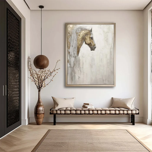 Golden Grace Horse Textured Painting