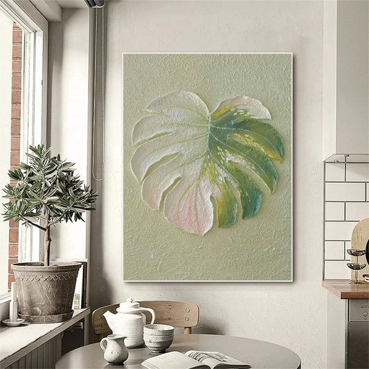 Soft Split Monstera Relief Painting