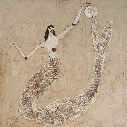 Moonkeeper Sand-Beige Figurative Painting