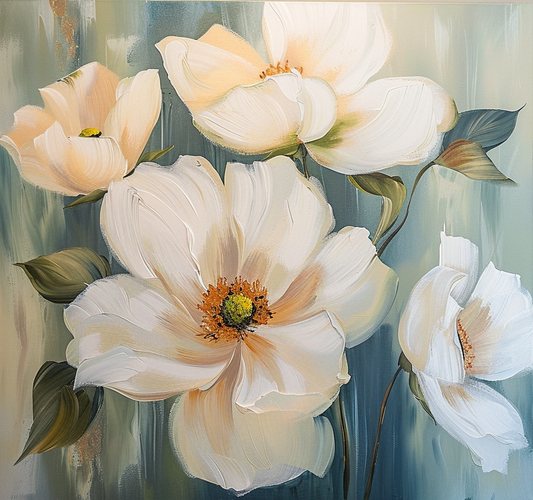 Ivory Bloom Serenity Floral Painting