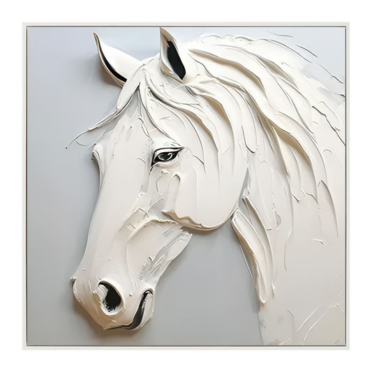 Majestic White Horse Textured Painting