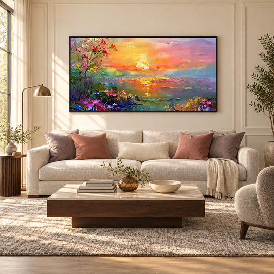 Sunset Landscape Textured Painting