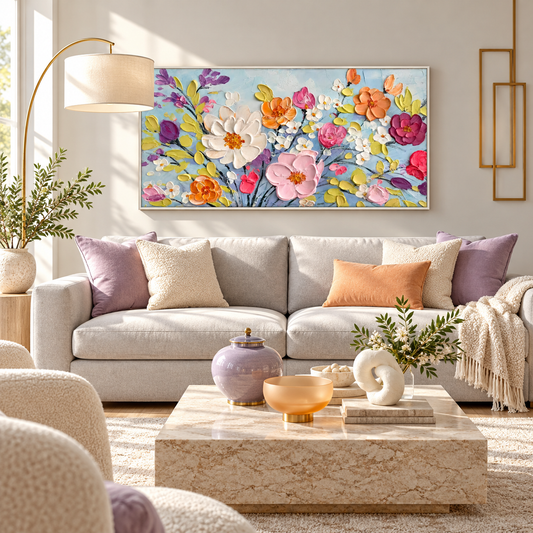 Blossom Symphony Blue Garden Painting