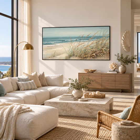 Coastal Whisper Seaside Grassland Painting