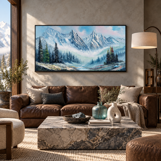 Blue Mist Mountain Landscape Painting