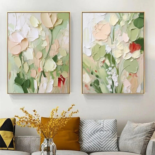Set of 2 Soft Meadow Whisper Abstract Painting