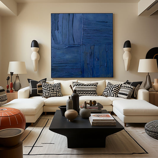 Midnight Indigo Textured Abstract Painting