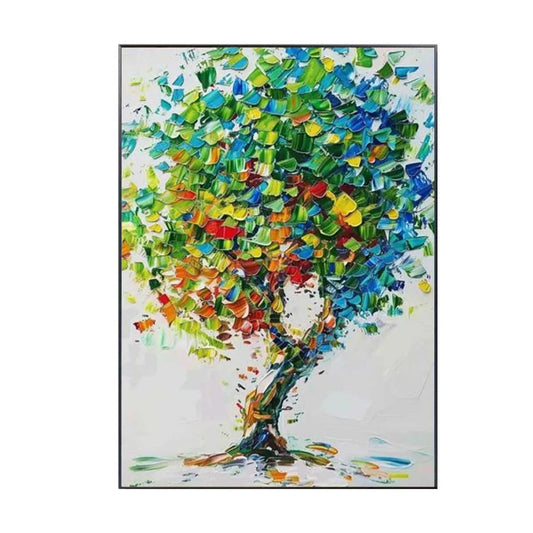 Verdant Mosaic Tree Abstract Painting