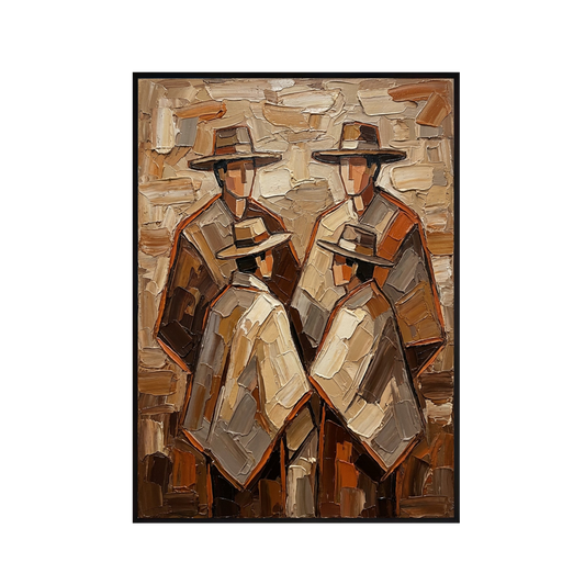 Cultural Trio – Earthy Textured Folk Art Painting