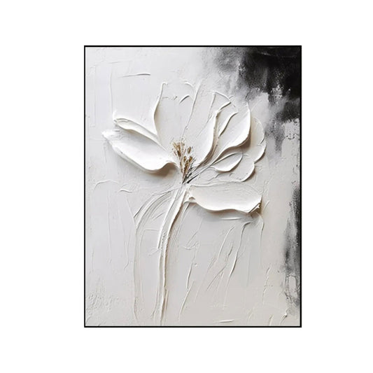 Silent Ivory Bloom Abstract Painting