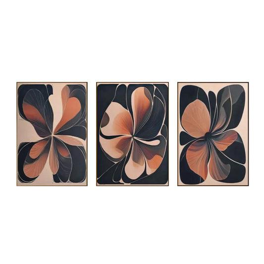 Amber Petal Flow Abstract Painting Set of 3