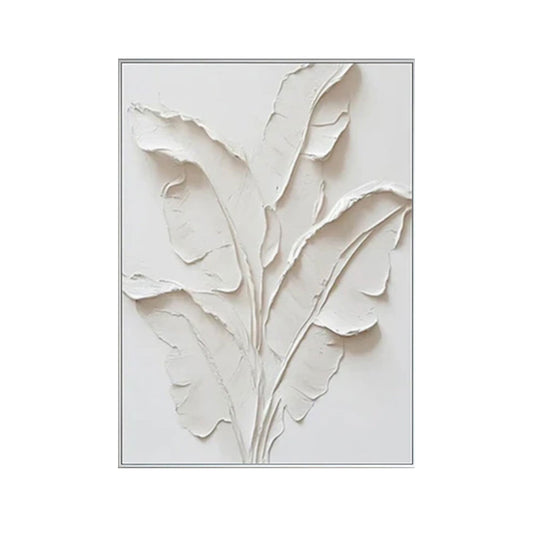 Ivory Whisper Leaves Abstract Painting
