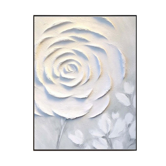 Silent Ivory Rose Abstract Painting