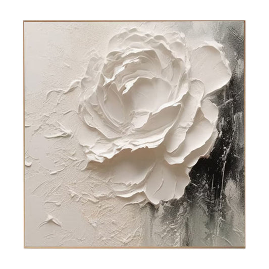 Ivory Bloom Textured Floral Painting