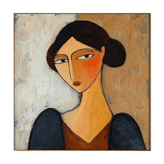 Amber Gaze Modern Female Portrait Painting