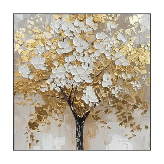 Golden Whisper Tree Abstract Painting