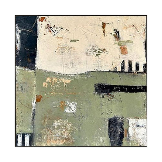 Muted Horizon Green Abstract Painting