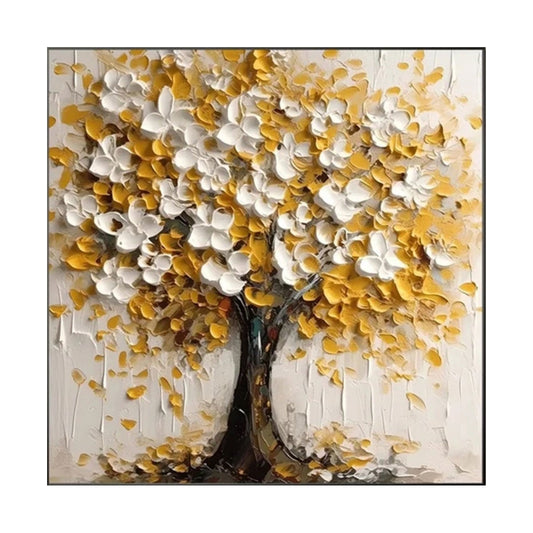 Golden Bloom Tree Abstract Painting
