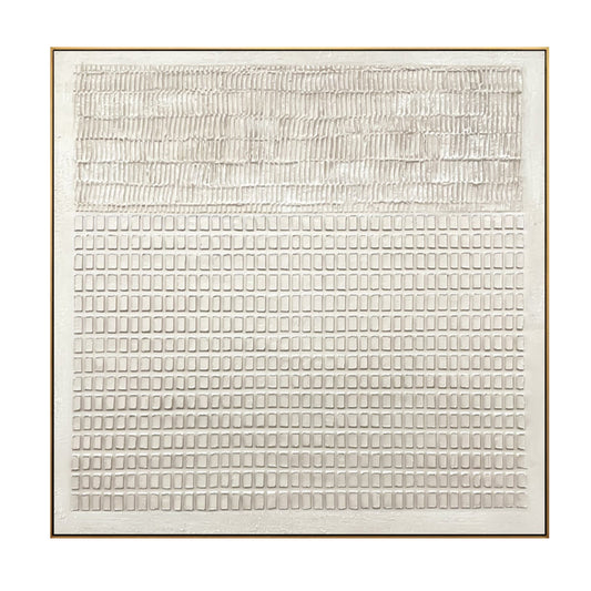 Ivory Rhythm Grid Textured Painting