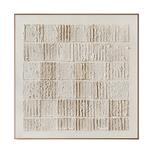 Linen Grid Ivory Texture Painting