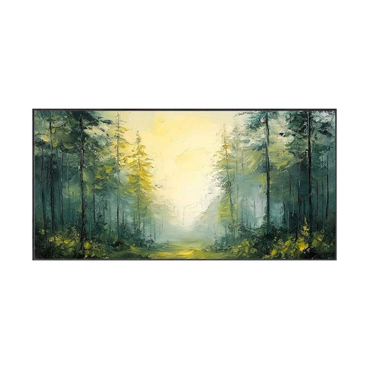 Sunlit Green Haven Forest Painting