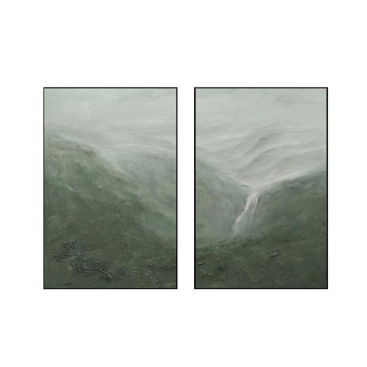 Set of 2 Mist Valley Green Abstract Painting