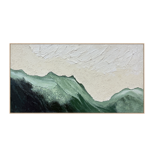 Mist Valley Textured Green Abstract Painting