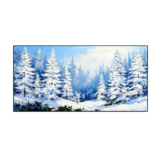Silent Frost Pine Forest Abstract Painting