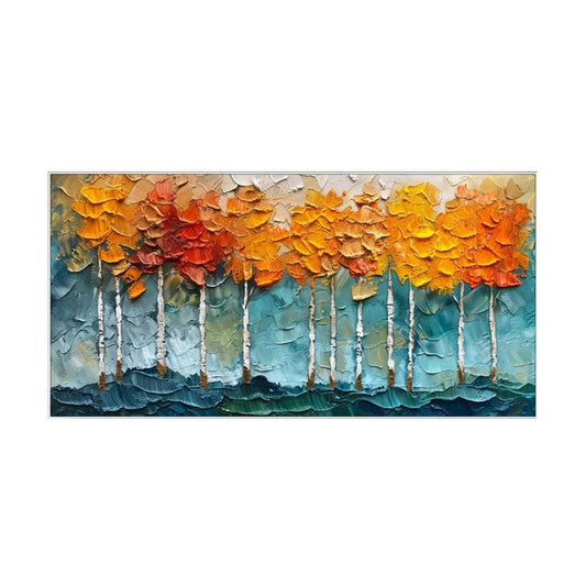 Golden Canopy Birch Abstract Painting