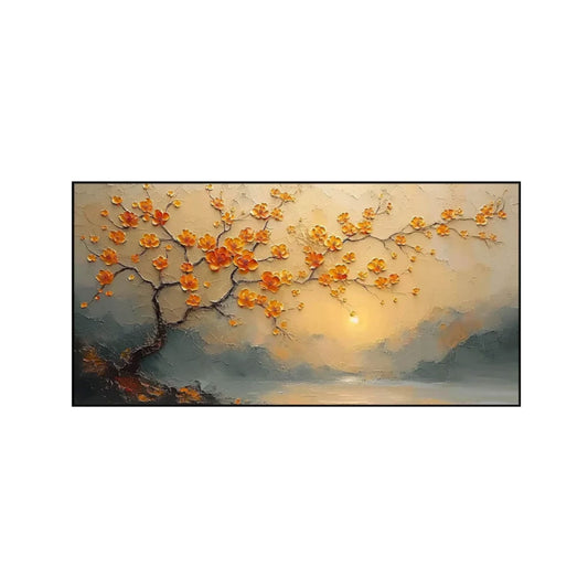 Amber Dawn Blossom Landscape Abstract Painting