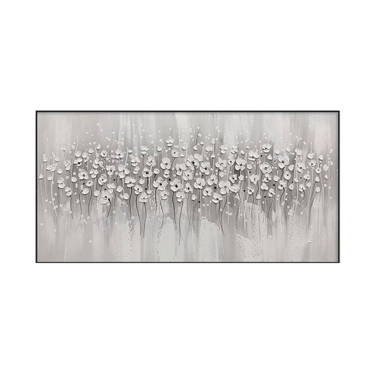 Whispering Meadow White Abstract Painting