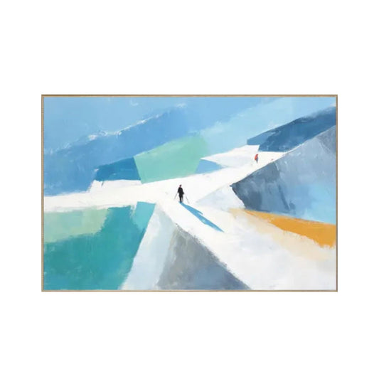 Blue Summit Path – Abstract Ski Landscape Painting