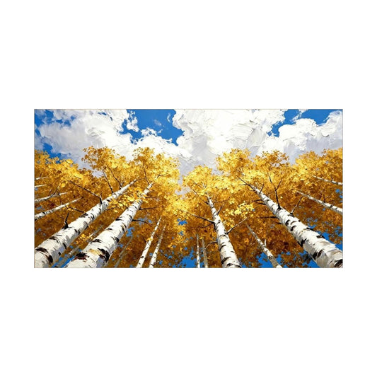 Golden Canopy Autumn Birch Painting