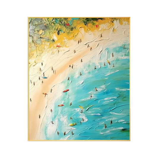 Sunlit Surf-Green Beach Scene Painting