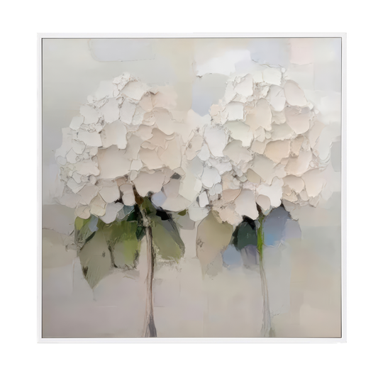 Soft Ivory Bloom Abstract Painting (Diptych)