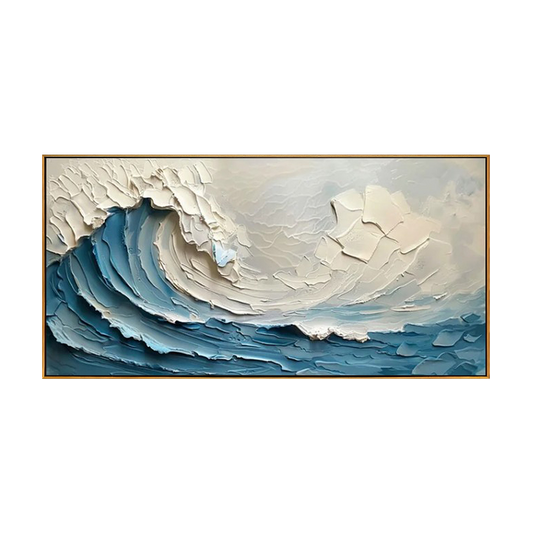 Turquoise Crested Wave Thick Texture Painting