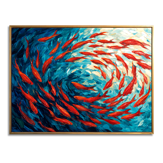 Red Fish Abstract Ocean Painting #ART02