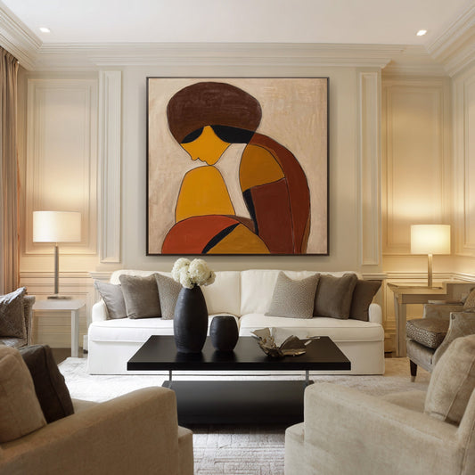 Amber Reverie Abstract Portrait Painting