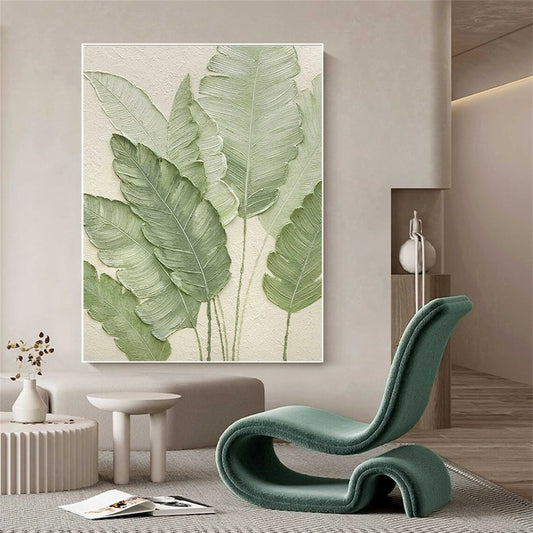 Soft Sage Botanical Leaf Abstract Painting
