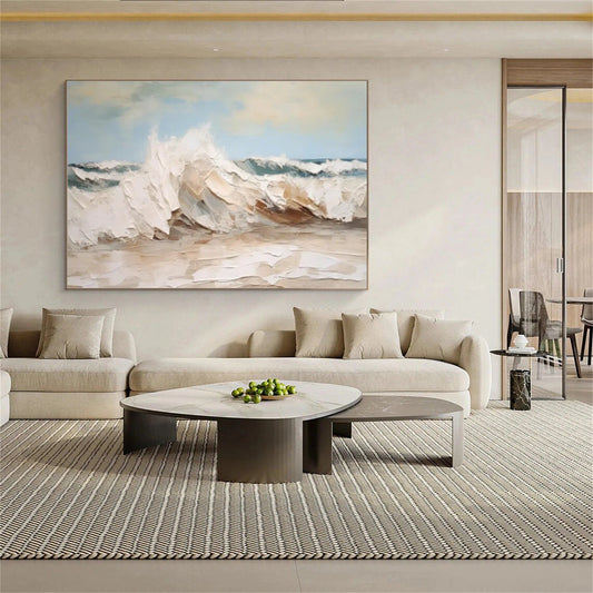 Soft Tide Neutral Seascape Painting