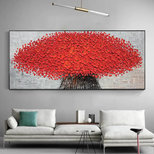 Crimson Harmony Red Tree Abstract Painting