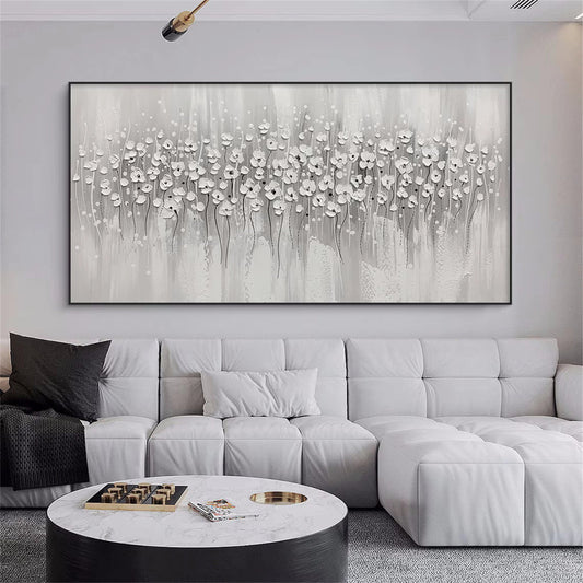 Whispering Meadow White Abstract Painting