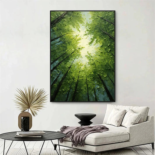 Emerald Canopy Light Forest Painting