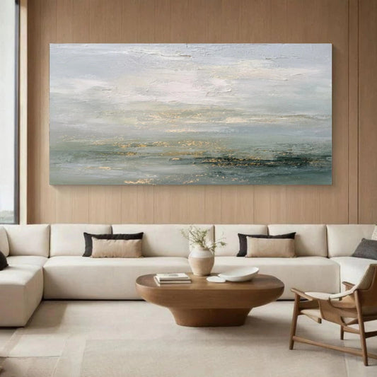 Soft Gold Horizon Abstract Painting