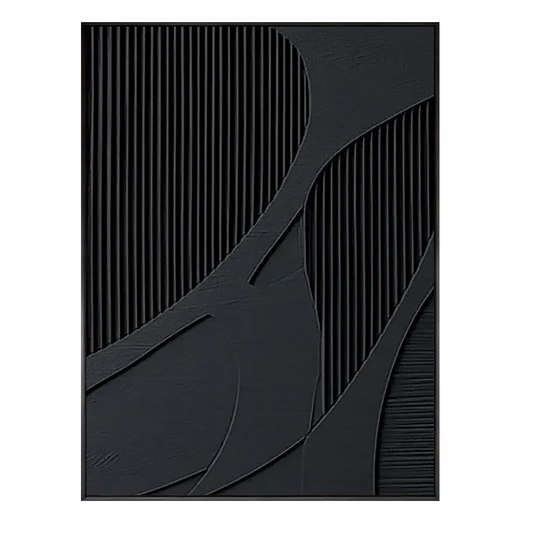Noir Flow Black Textured Painting