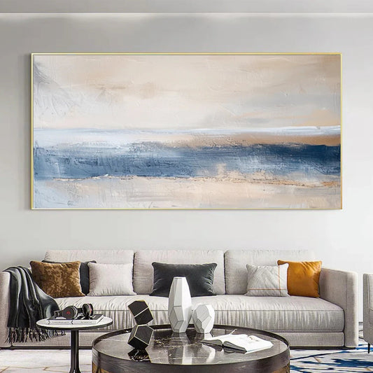 Serenity Coast Blue Abstract Painting