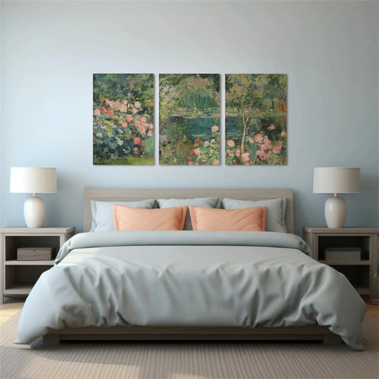 Blossom Garden Whisper Triptych Painting Set of 3