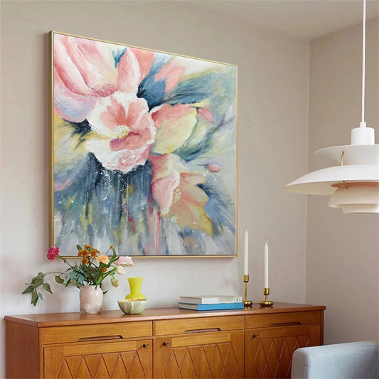 Blush Serenity Floral Abstract Painting