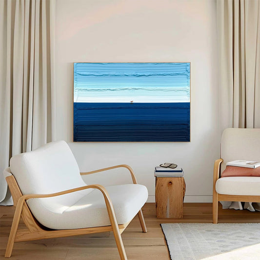 Endless Blue Horizon Minimal Painting